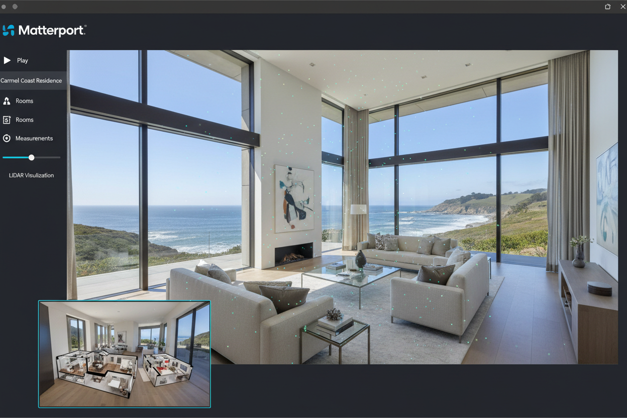 Matterport 3D virtual tour of luxury coastal home in Carmel California with LiDAR technology